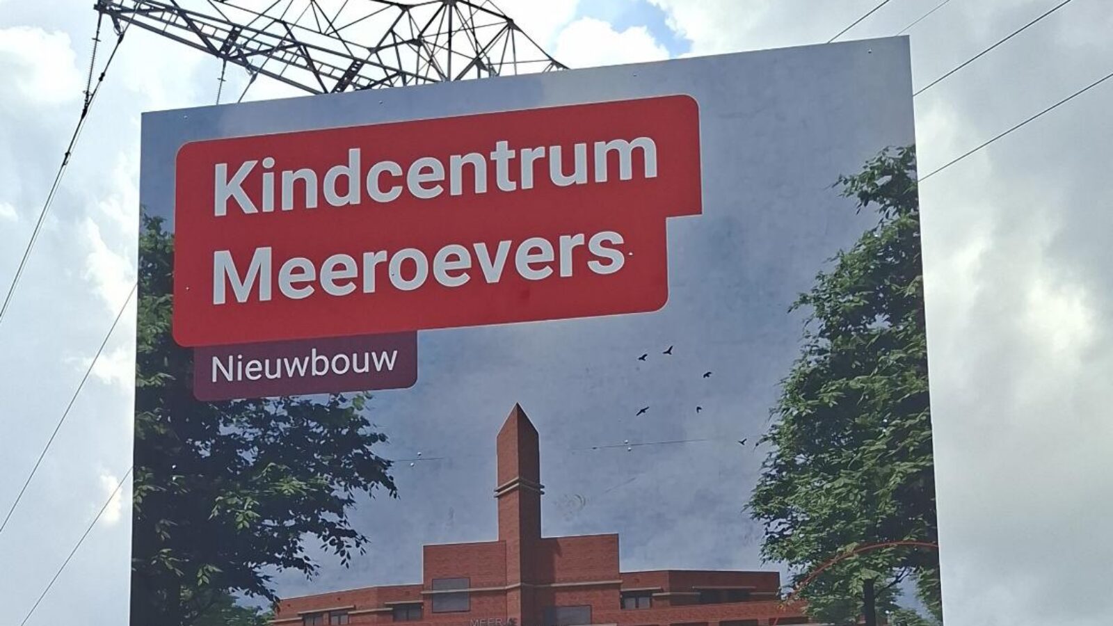 Bouwbord markeert start bouw Kindcentrum Meeroevers